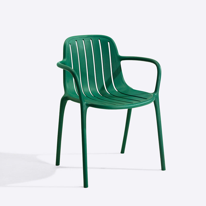 Scandinavian Bend Seam Plastic Dining Chair — Red