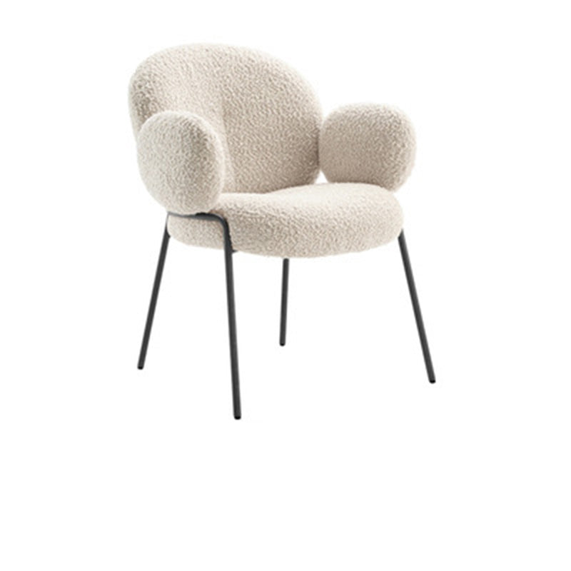 Rustic Curved Lambswool Metal Dining Chair