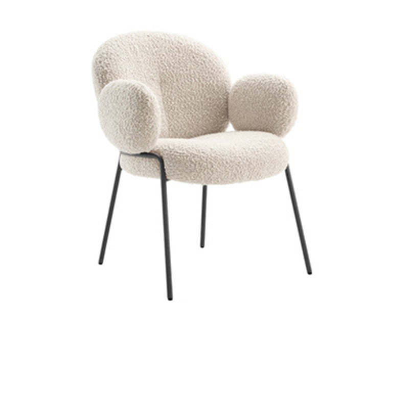 Rustic Curved Lambswool Metal Dining Chair