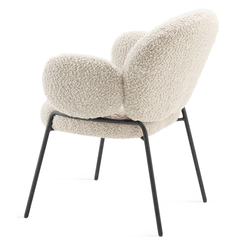 Rustic Curved Lambswool Metal Dining Chair