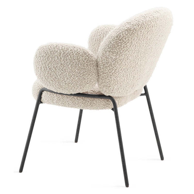 Rustic Curved Lambswool Metal Dining Chair
