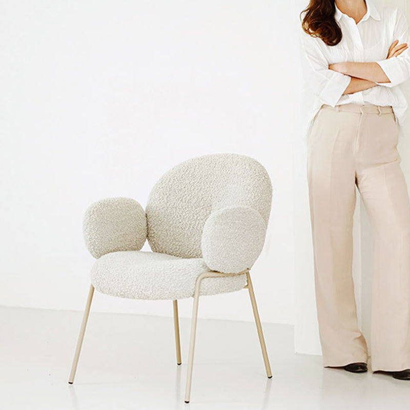 Rustic Curved Lambswool Metal Dining Chair