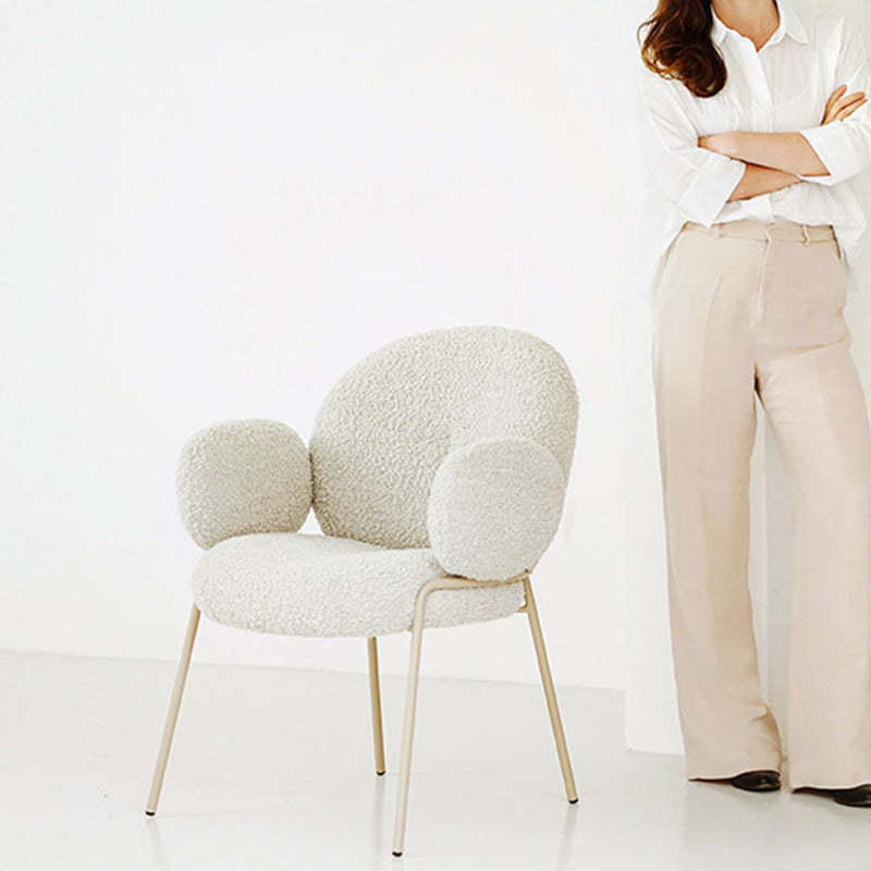 Rustic Curved Lambswool Metal Dining Chair