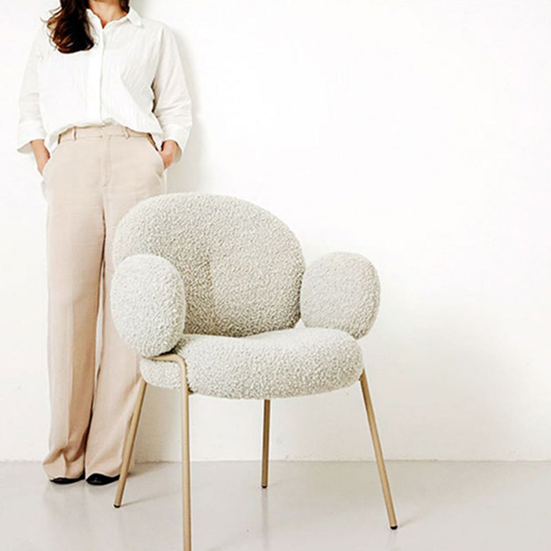 Rustic Curved Lambswool Metal Dining Chair