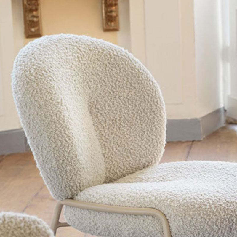 Rustic Curved Lambswool Metal Dining Chair