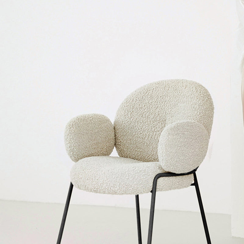Rustic Curved Lambswool Metal Dining Chair