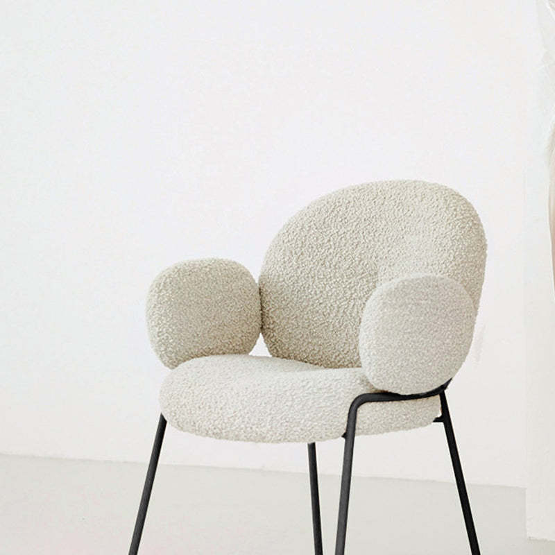 Rustic Curved Lambswool Metal Dining Chair
