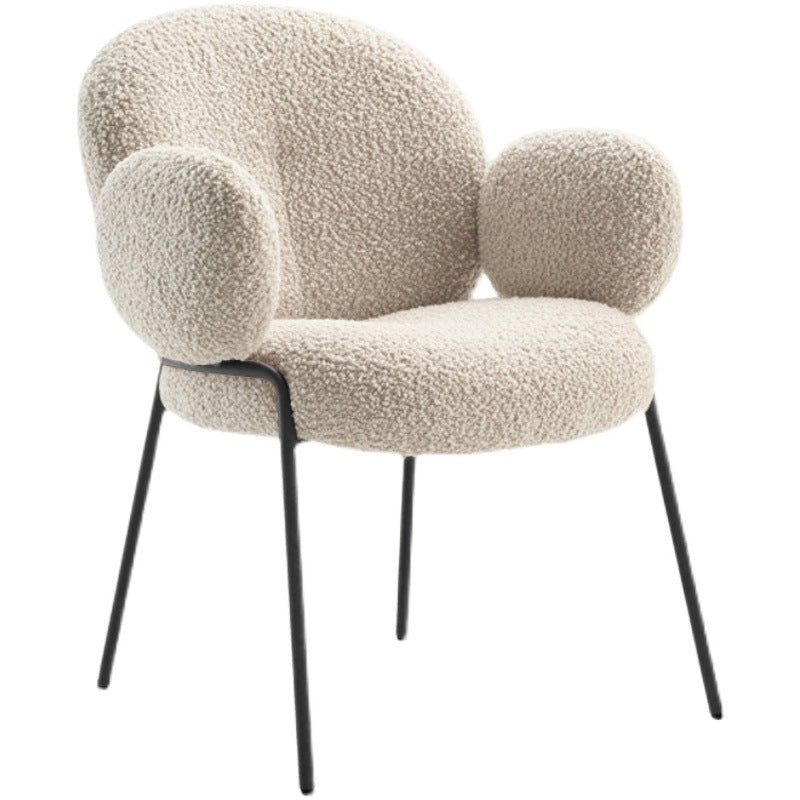 Rustic Curved Lambswool Metal Dining Chair