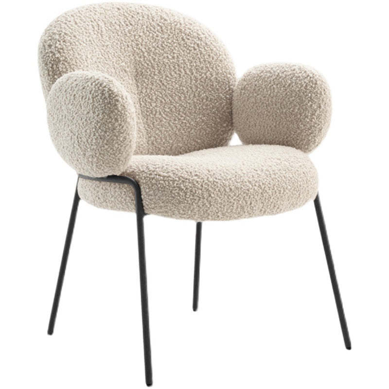 Rustic Curved Lambswool Metal Dining Chair