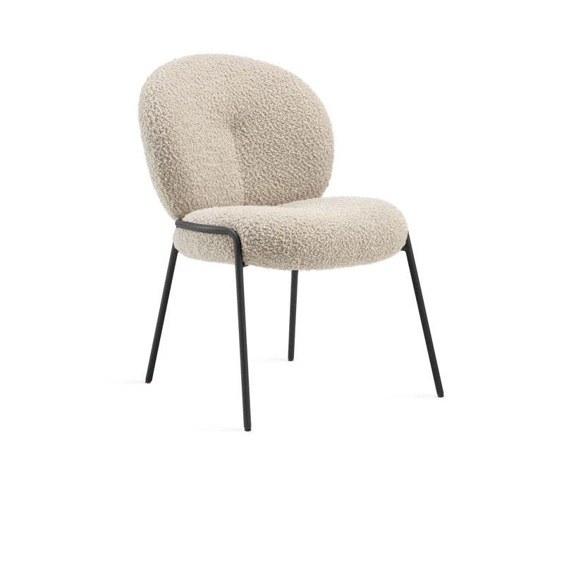 Rustic Curved Lambswool Metal Dining Chair