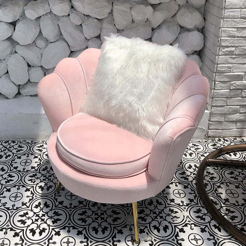 Curved Tech Fabric Metal Accent Chair — Gray