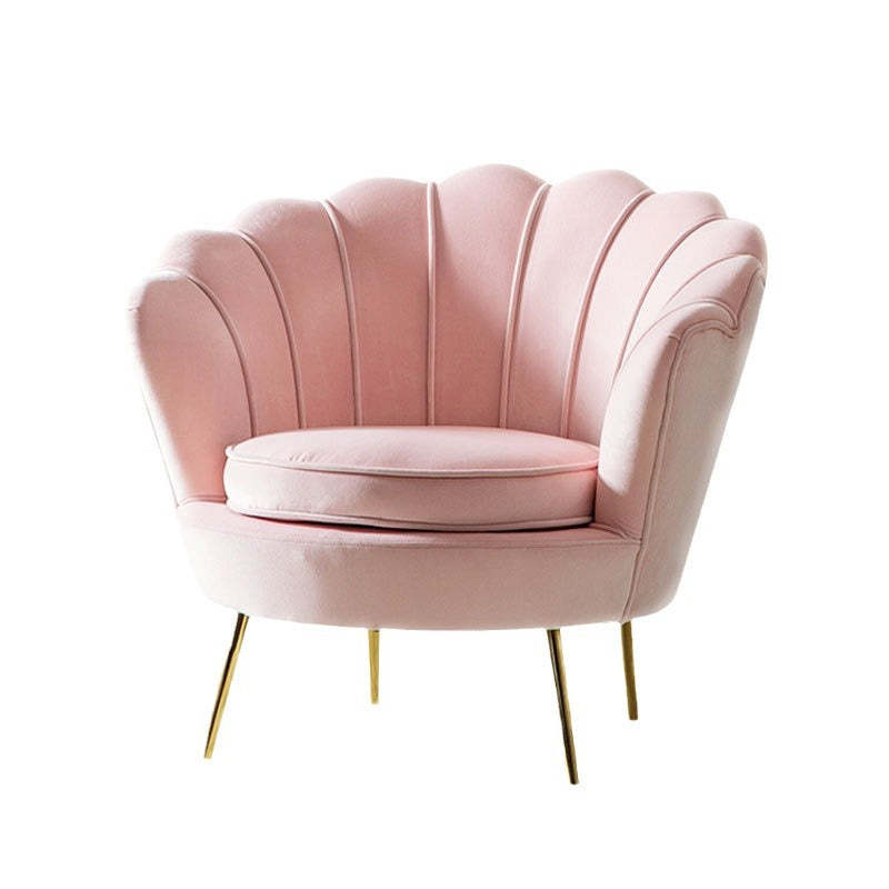 Curved Tech Fabric Metal Accent Chair