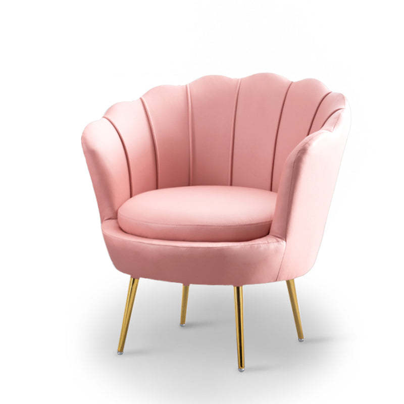 Curved Tech Fabric Metal Accent Chair