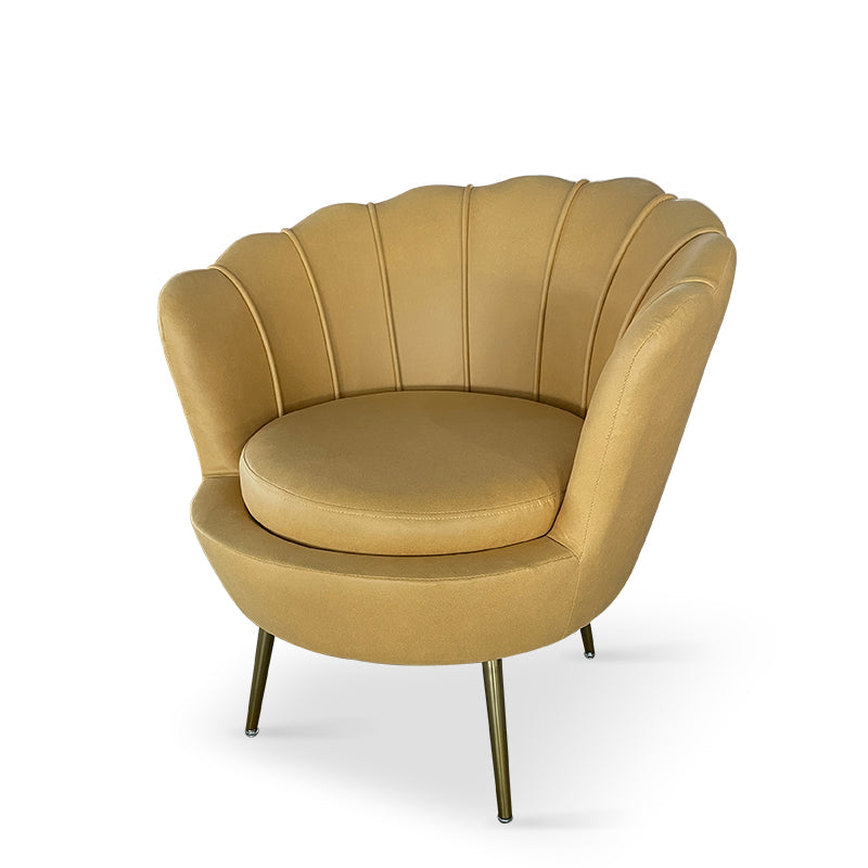 Curved Tech Fabric Metal Accent Chair