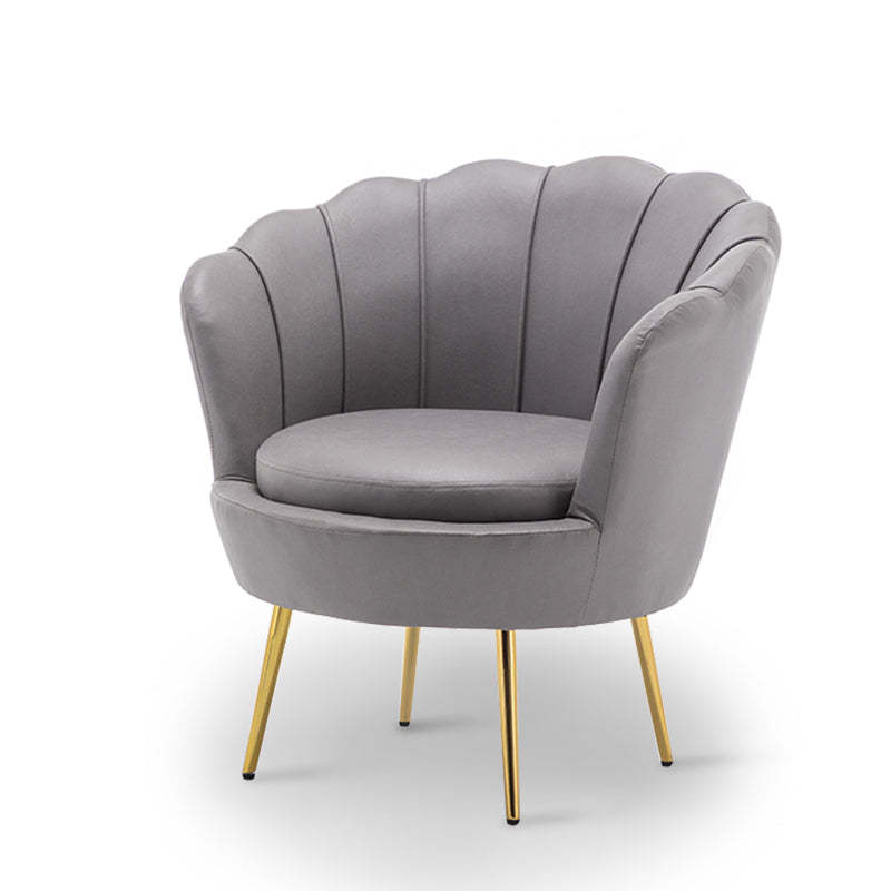 Curved Tech Fabric Metal Accent Chair