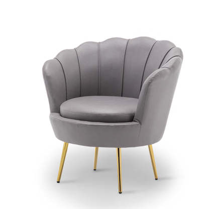 Curved Tech Fabric Metal Accent Chair