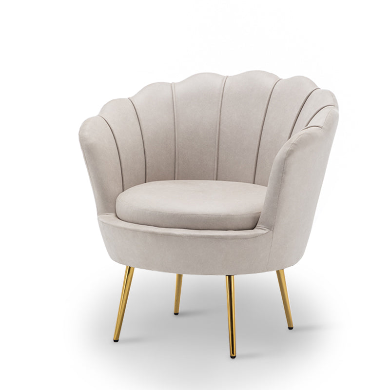Curved Tech Fabric Metal Accent Chair