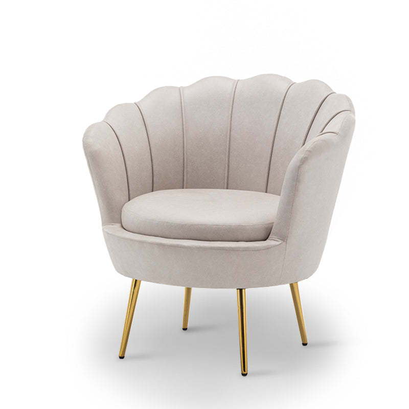 Curved Tech Fabric Metal Accent Chair