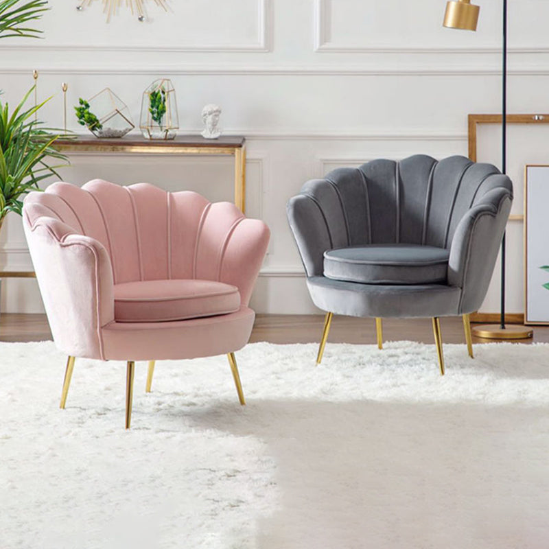 Curved Tech Fabric Metal Accent Chair