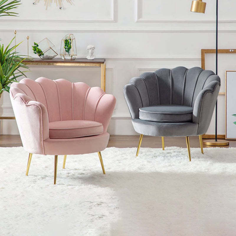 Curved Tech Fabric Metal Accent Chair — Pink