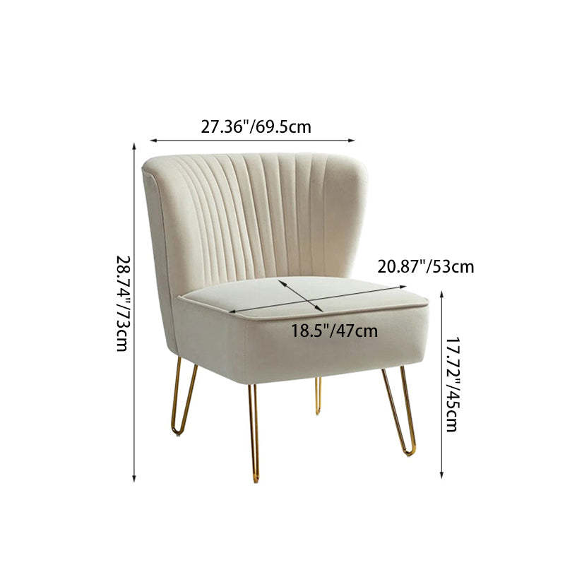 Curved Pleat Velvet Wood Accent Chair — Yellow