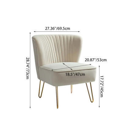 Curved Pleat Velvet Wood Accent Chair — Yellow