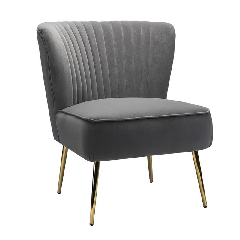 Curved Pleat Velvet Wood Accent Chair