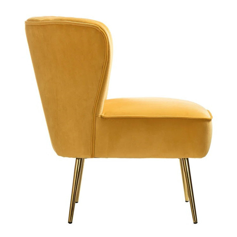 Curved Pleat Velvet Wood Accent Chair