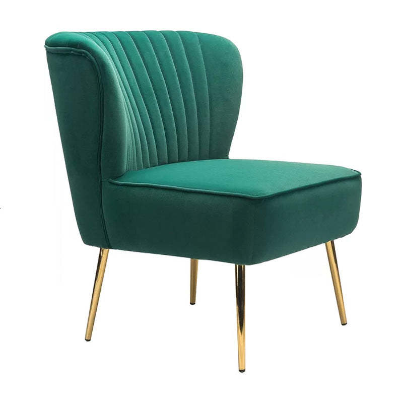 Curved Pleat Velvet Wood Accent Chair