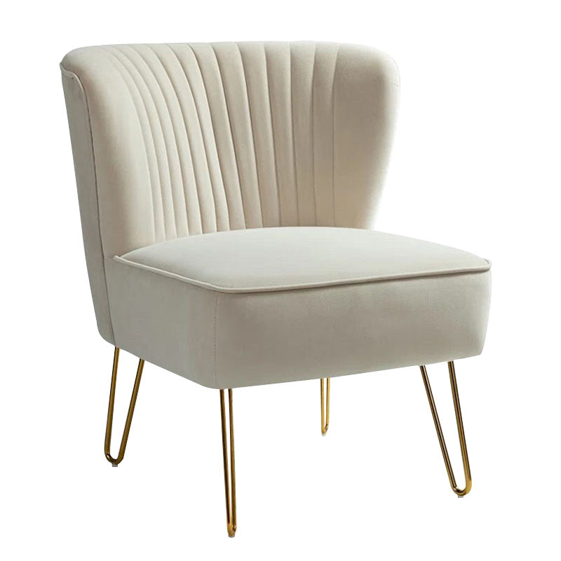 Curved Pleat Velvet Wood Accent Chair