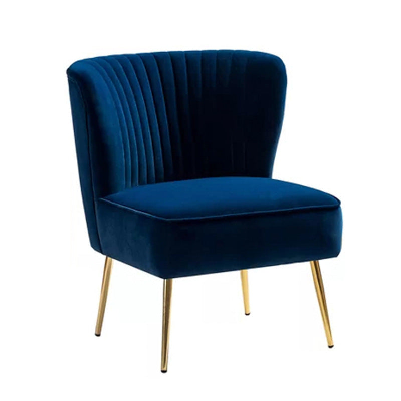 Curved Pleat Velvet Wood Accent Chair
