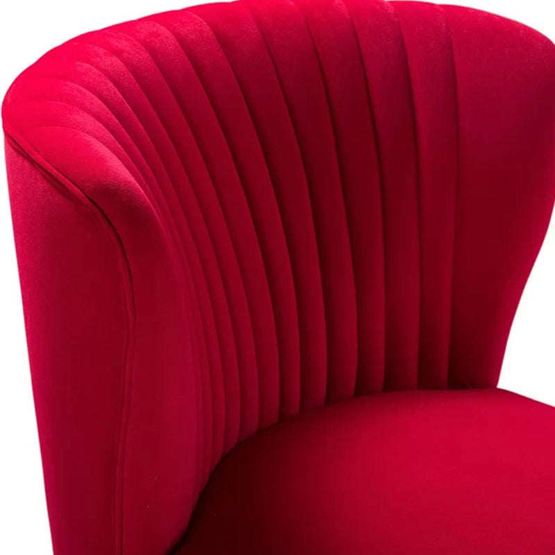 Curved Pleat Velvet Wood Accent Chair — Black