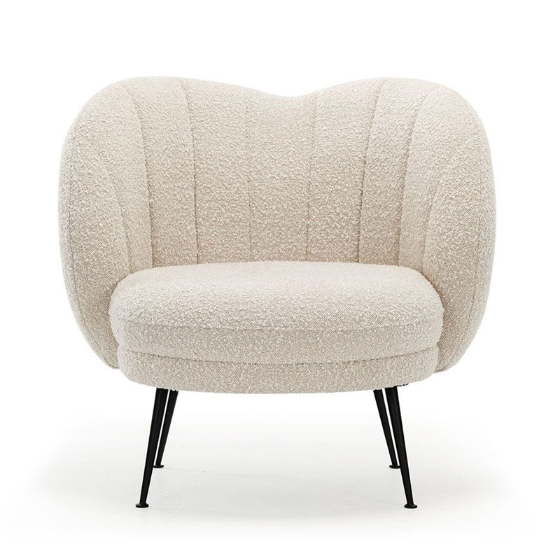 French Curved Lambswool Fabric Metal Accent Chair