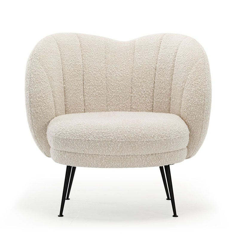 French Curved Lambswool Fabric Metal Accent Chair