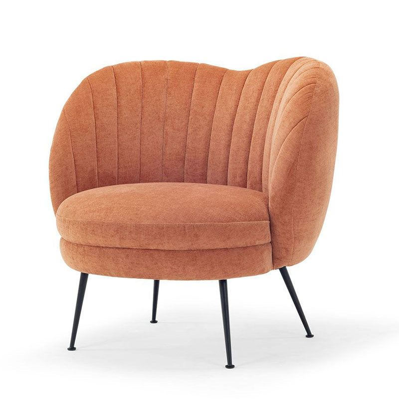 French Curved Lambswool Fabric Metal Accent Chair