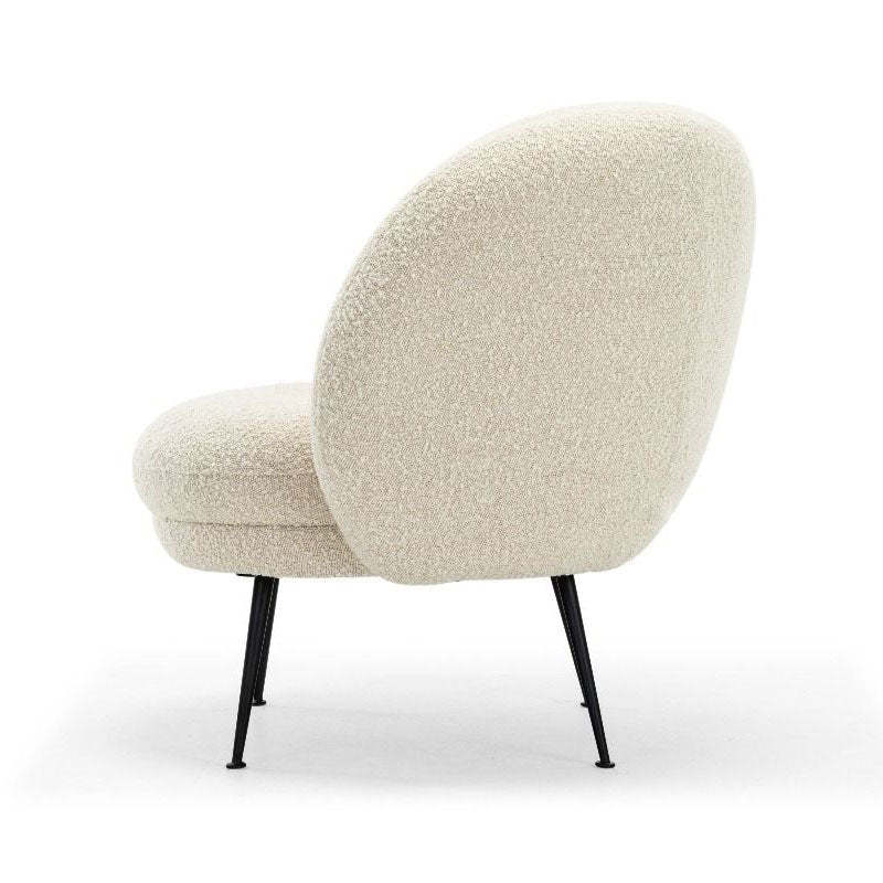 French Curved Lambswool Fabric Metal Accent Chair