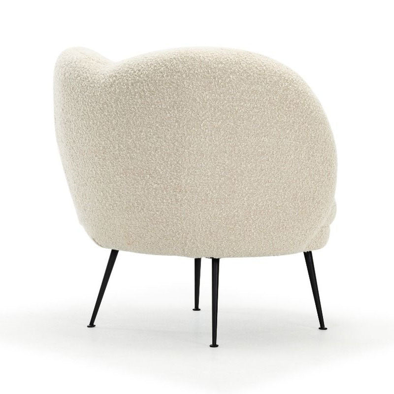 French Curved Lambswool Fabric Metal Accent Chair