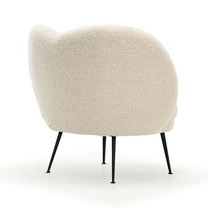 French Curved Lambswool Fabric Metal Accent Chair