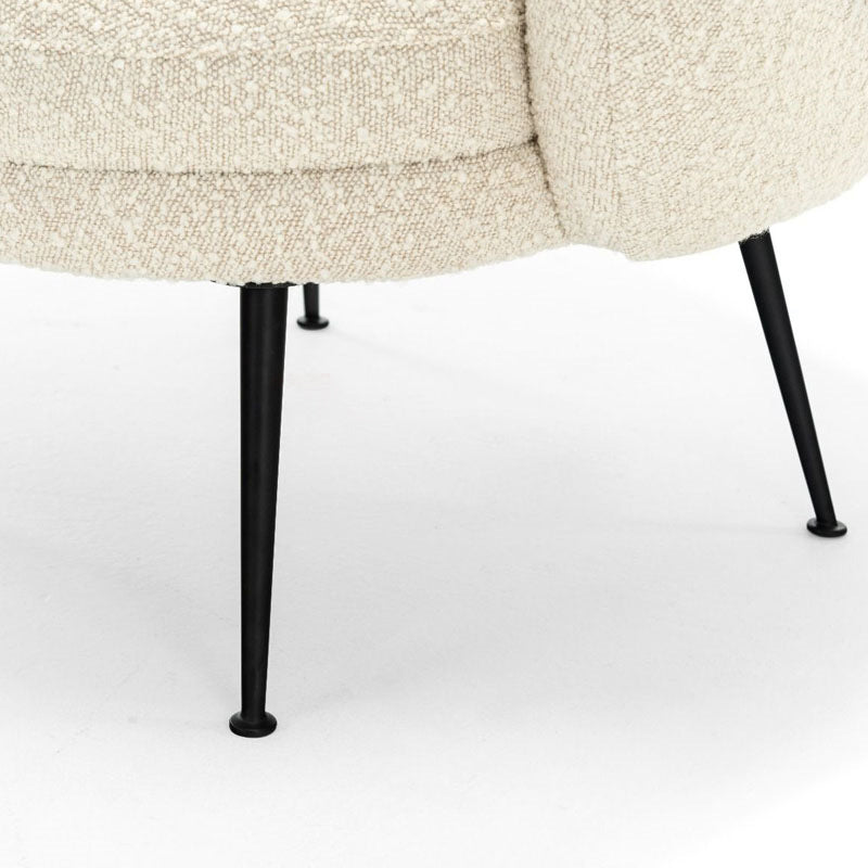 French Curved Lambswool Fabric Metal Accent Chair