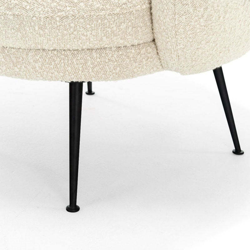 French Curved Lambswool Fabric Metal Accent Chair