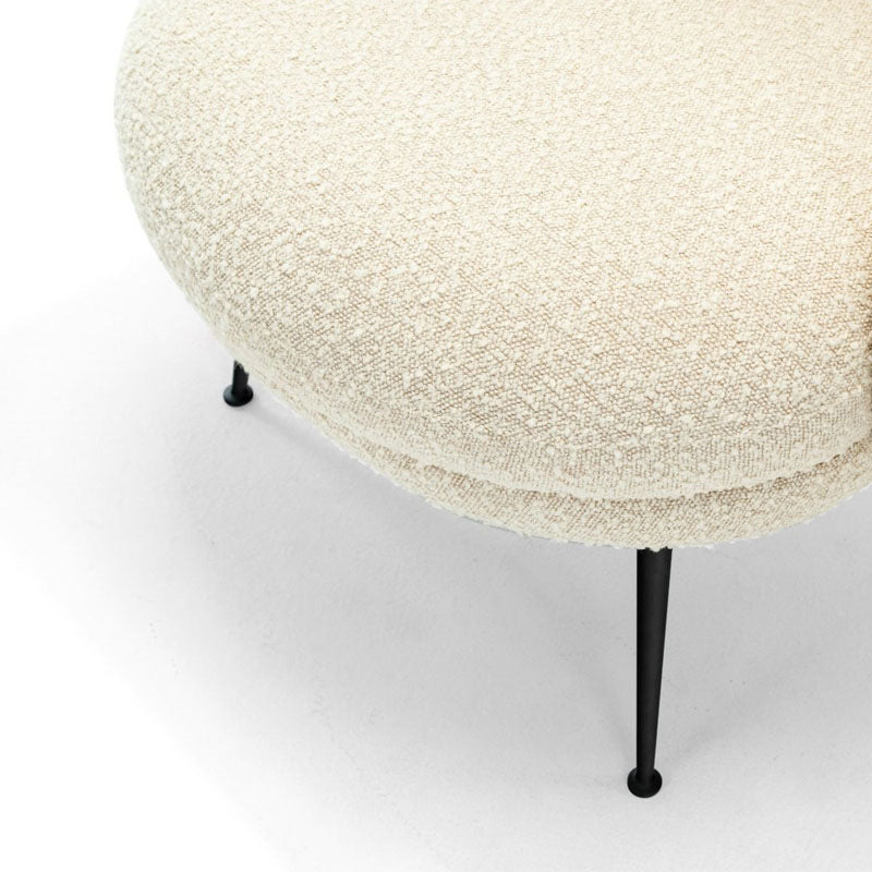 French Curved Lambswool Fabric Metal Accent Chair