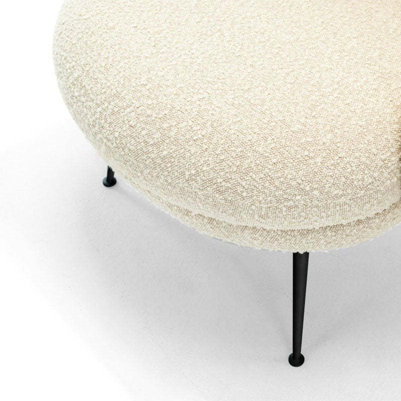 French Curved Lambswool Fabric Metal Accent Chair