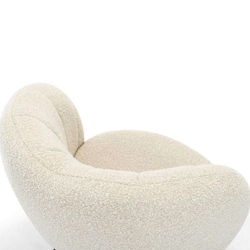 French Curved Lambswool Fabric Metal Accent Chair