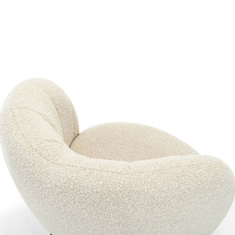 French Curved Lambswool Fabric Metal Accent Chair