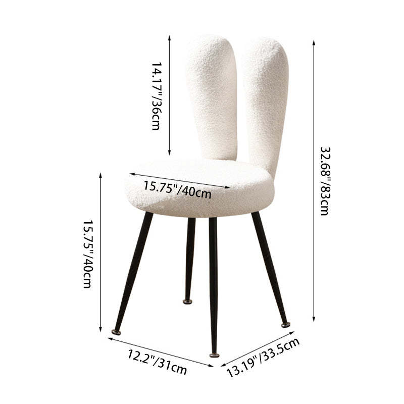 Art Deco Rabbit Ears Lambswool Steel Vanity Stool — Black / Pink