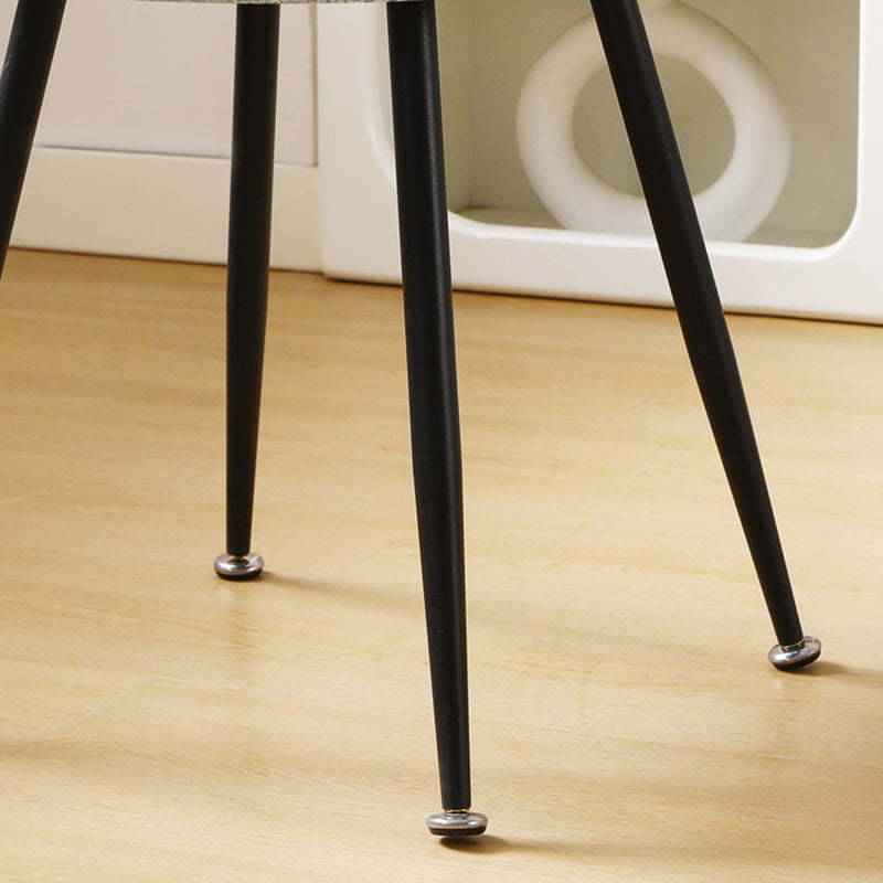 Art Deco Rabbit Ears Lambswool Steel Vanity Stool — Black / White