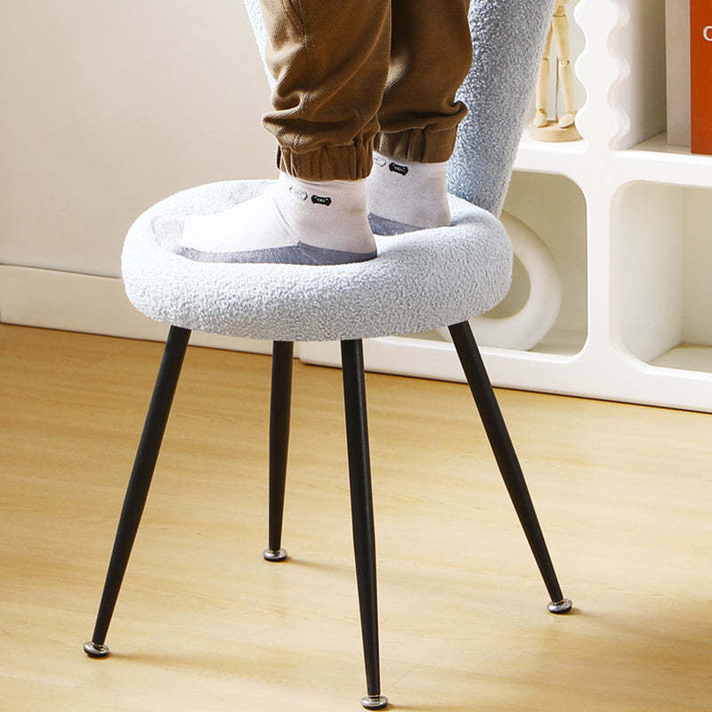 Art Deco Rabbit Ears Lambswool Steel Vanity Stool — Gold / Blue