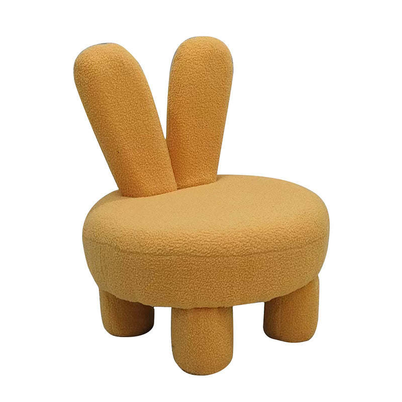 Art Deco Rabbit Ears Lambswool Wood Round Shoe Bench Stool