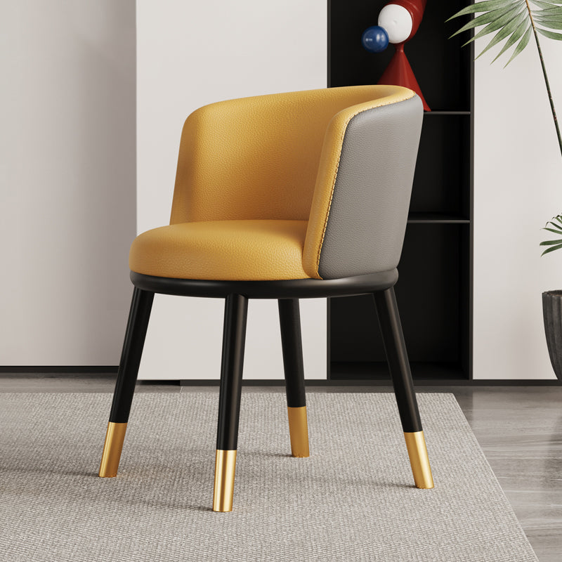 Modern Half-Wrap Napa Leather Tech Fabric Metal Dining Chair — Green & Sisal