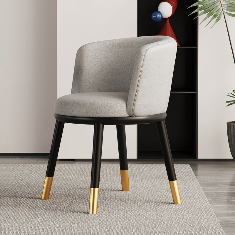 Modern Half-Wrap Napa Leather Tech Fabric Metal Dining Chair — Dark Gray & Sisal